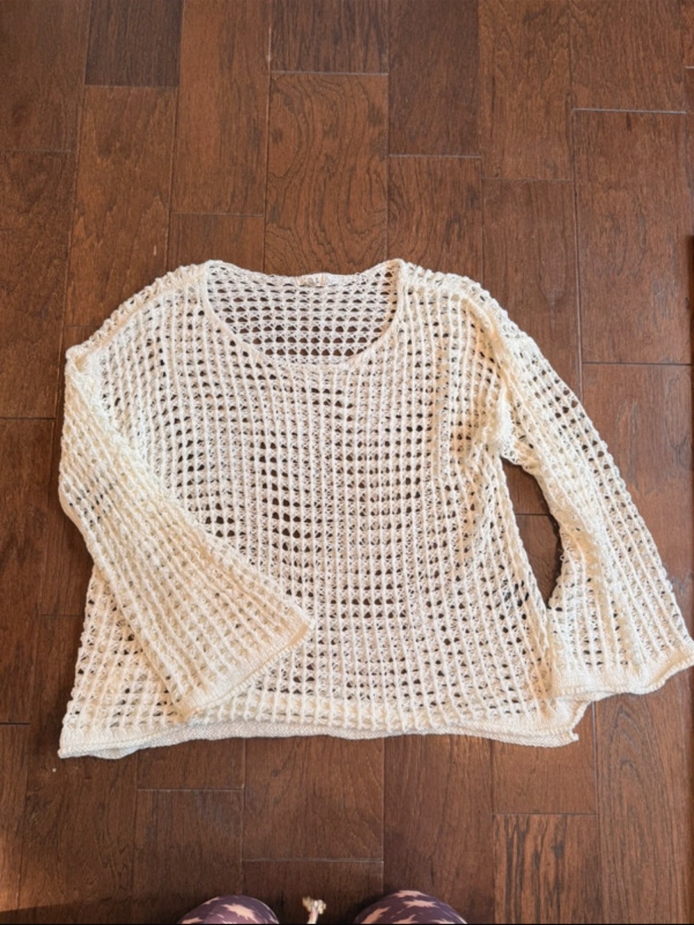POL Open-Knit Scoop Neck Sweater in Cream - Picture 2 of 7